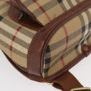 Burberry Nova Check Rucksack PVC Beige Gold Auth BA13204-10