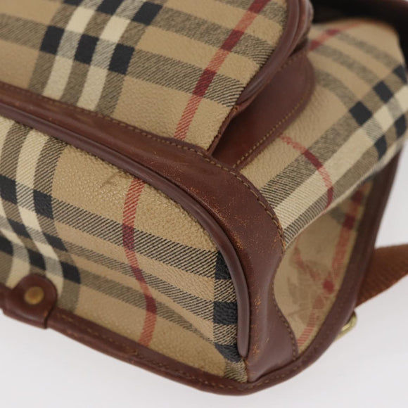 Burberry Nova Check Rucksack PVC Beige Gold Auth BA13204