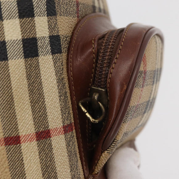 Burberry Nova Check Rucksack PVC Beige Gold Auth BA13204
