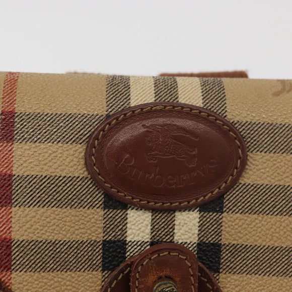 Burberry Nova Check Rucksack PVC Beige Gold Auth BA13204