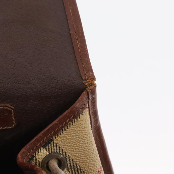 Burberry Nova Check Rucksack PVC Beige Gold Auth BA13204