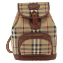 Burberry Nova Check Rucksack PVC Beige Gold Auth BA13204-2