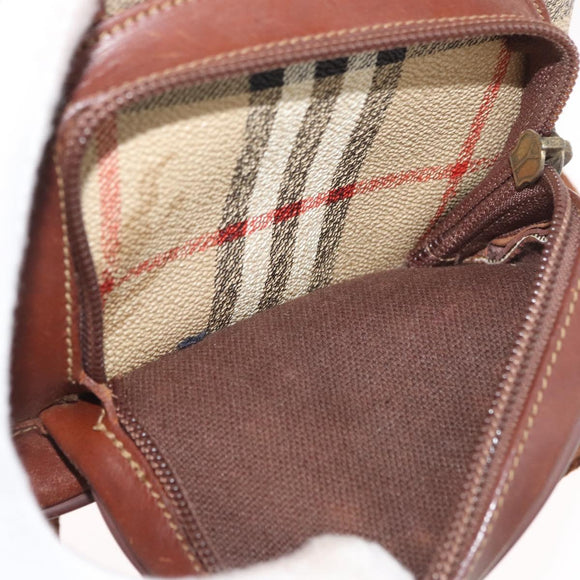 Burberry Nova Check Rucksack PVC Beige Gold Auth BA13204