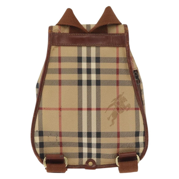 Burberry Nova Check Rucksack PVC Beige Gold Auth BA13204