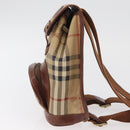 Burberry Nova Check Rucksack PVC Beige Gold Auth BA13204-4