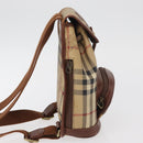Burberry Nova Check Rucksack PVC Beige Gold Auth BA13204-5