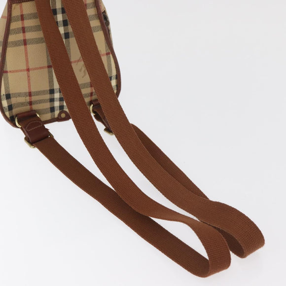 Burberry Nova Check Rucksack PVC Beige Gold Auth BA13204