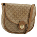 CELINE Macadam Canvas Shoulder Bag PVC Leather Beige Gold Auth BA13205-1