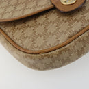 CELINE Macadam Canvas Shoulder Bag PVC Leather Beige Gold Auth BA13205-11