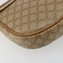 CELINE Macadam Canvas Shoulder Bag PVC Leather Beige Gold Auth BA13205-13