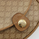 CELINE Macadam Canvas Shoulder Bag PVC Leather Beige Gold Auth BA13205-14