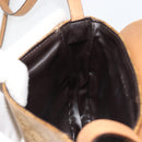 CELINE Macadam Canvas Shoulder Bag PVC Leather Beige Gold Auth BA13205-19