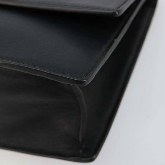 VERSACE Chain Shoulder Bag Leather Black Gold Auth BA13207
