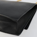 VERSACE Chain Shoulder Bag Leather Black Gold Auth BA13207-15