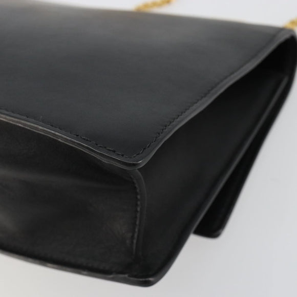 VERSACE Umhängetasche Kette Leder Schwarz Gold Auth BA13207