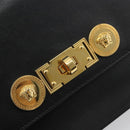 VERSACE Chain Shoulder Bag Leather Black Gold Auth BA13207-17