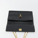 VERSACE Chain Shoulder Bag Leather Black Gold Auth BA13207-10
