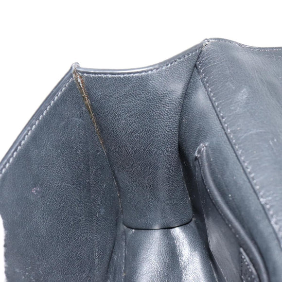 VERSACE Chain Shoulder Bag Leather Black Gold Auth BA13207