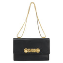 VERSACE Chain Shoulder Bag Leather Black Gold Auth BA13207-13