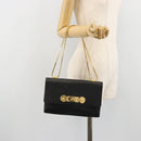 VERSACE Chain Shoulder Bag Leather Black Gold Auth BA13207-21