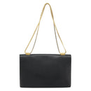 VERSACE Chain Shoulder Bag Leather Black Gold Auth BA13207-2