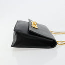 VERSACE Chain Shoulder Bag Leather Black Gold Auth BA13207-3