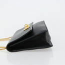 VERSACE Chain Shoulder Bag Leather Black Gold Auth BA13207-4