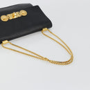 VERSACE Chain Shoulder Bag Leather Black Gold Auth BA13207-7