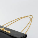 VERSACE Chain Shoulder Bag Leather Black Gold Auth BA13207-8