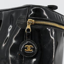 CHANEL Vanity Handtas Lakleer Zwart Goud CC Auth BA13209-9