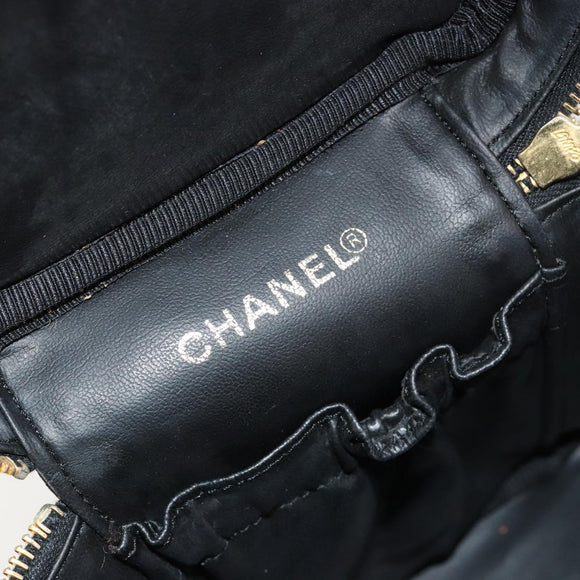 CHANEL Vanity Handtas Lakleer Zwart Goud CC Auth BA13209