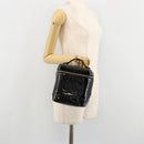 CHANEL Vanity Handtas Lakleer Zwart Goud CC Auth BA13209-22