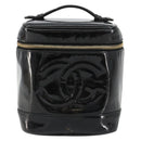 CHANEL Vanity Handtas Lakleer Zwart Goud CC Auth BA13209-13