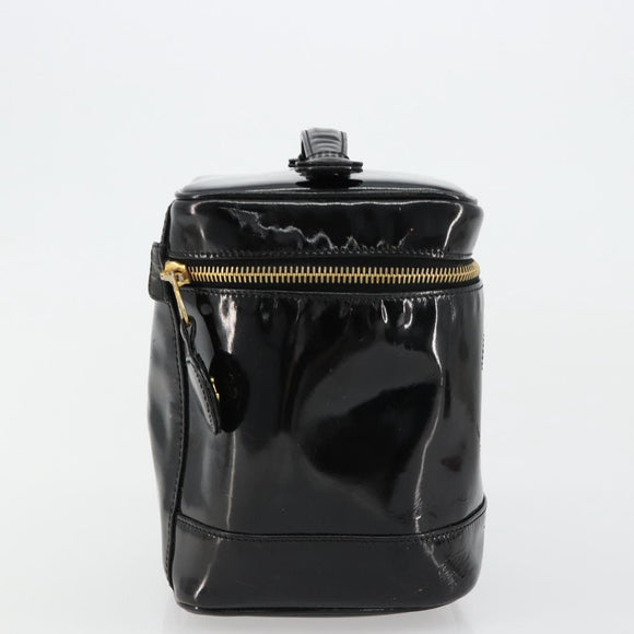 CHANEL Vanity Handtas Lakleer Zwart Goud CC Auth BA13209