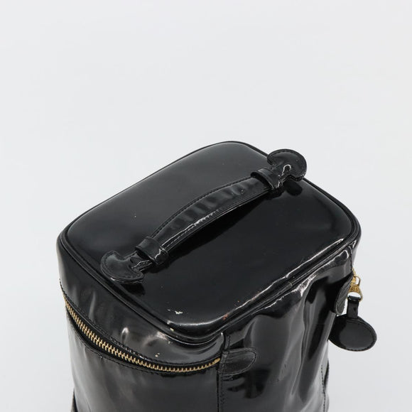 CHANEL Vanity Handtas Lakleer Zwart Goud CC Auth BA13209