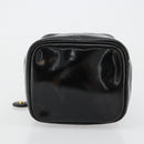 CHANEL Vanity Handtas Lakleer Zwart Goud CC Auth BA13209-5