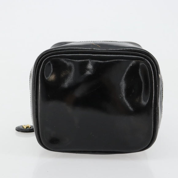 CHANEL Vanity Handtas Lakleer Zwart Goud CC Auth BA13209