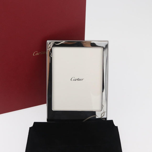 CARTIER Photo Stand Wood Silver Auth BA13210V