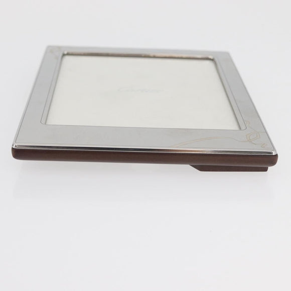 CARTIER Photo Stand Wood Silver Auth BA13210V