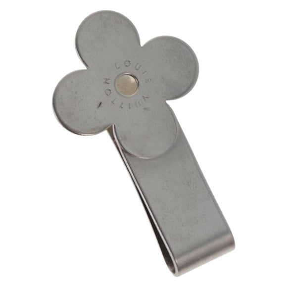 LOUIS VUITTON Money Clip metal Silver LV Auth BA13246