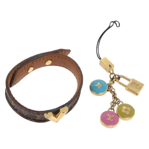LOUIS VUITTON Monogram Charm Metall 2er Set Gold LV Auth BA13247