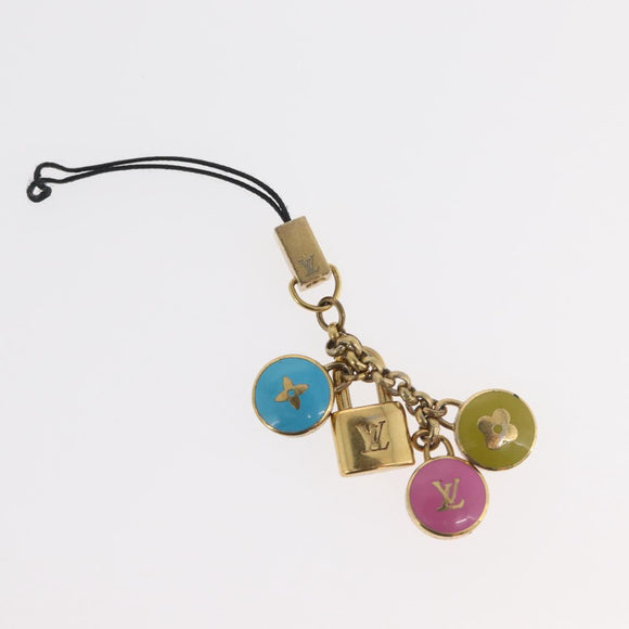 LOUIS VUITTON Monogram Charm Metall 2er Set Gold LV Auth BA13247