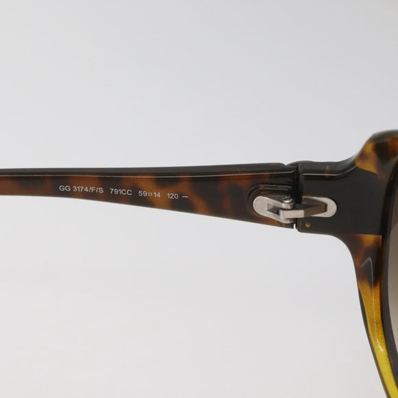 GUCCI Zonnebril met Schildpadpatroon Kunststof Bruin Zilver Auth BA13261