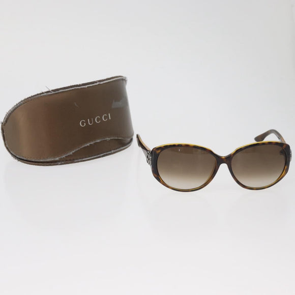GUCCI Zonnebril met Schildpadpatroon Kunststof Bruin Zilver Auth BA13261