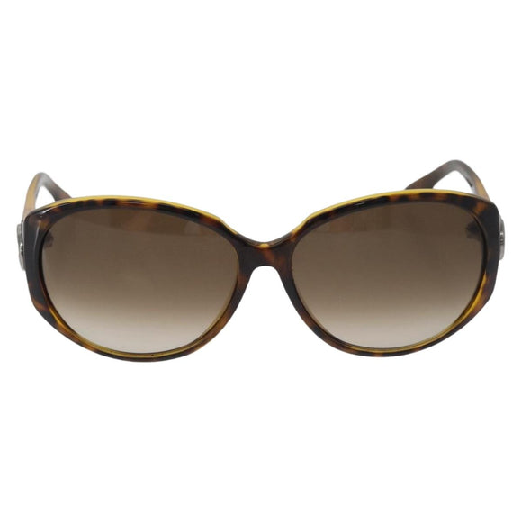 GUCCI Zonnebril met Schildpadpatroon Kunststof Bruin Zilver Auth BA13261