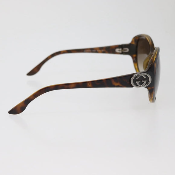 GUCCI Zonnebril met Schildpadpatroon Kunststof Bruin Zilver Auth BA13261