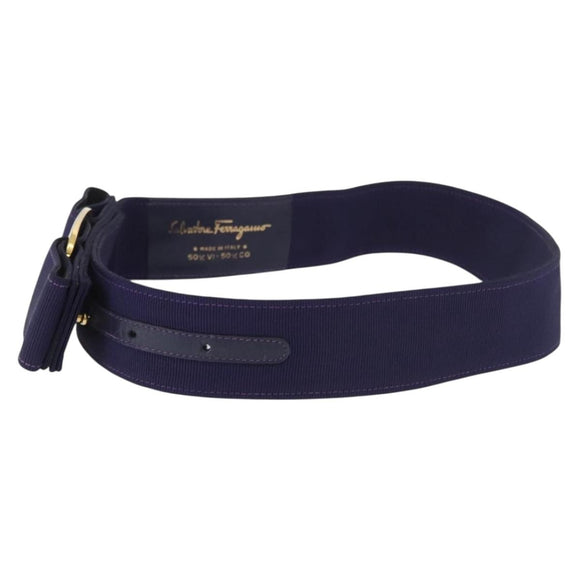 Salvatore Ferragamo Vara Ribbon Ceintuur Canvas 29.5"" Paars Goud Auth BA13266