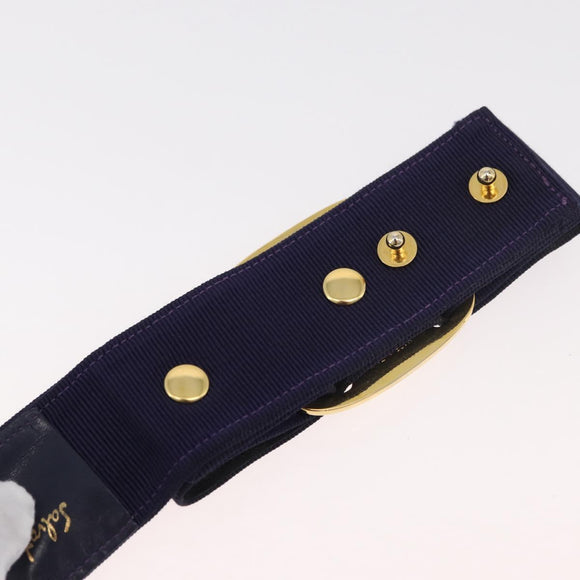 Salvatore Ferragamo Vara Ribbon Ceintuur Canvas 29.5"" Paars Goud Auth BA13266