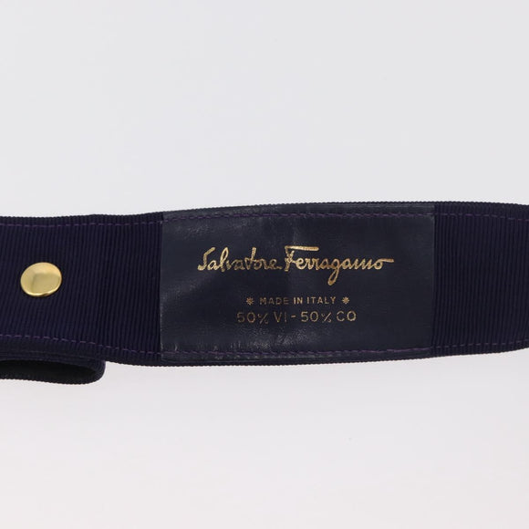Salvatore Ferragamo Vara Ribbon Ceintuur Canvas 29.5"" Paars Goud Auth BA13266