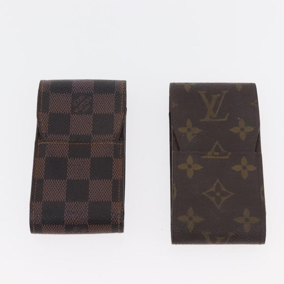 LOUIS VUITTON Monogram Damier Ebene Etui Sigarettenkoker 4 Set LV Auth BA13268